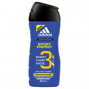 Adidas Гель для душа, шампунь и гель для умывания для мужчин Sport Energy
